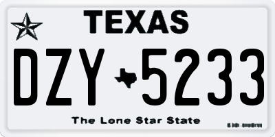TX license plate DZY5233