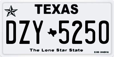 TX license plate DZY5250