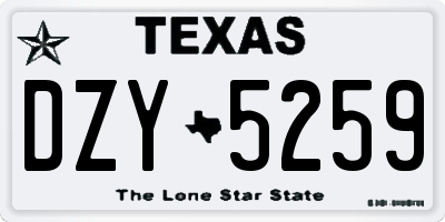 TX license plate DZY5259