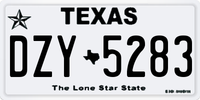 TX license plate DZY5283