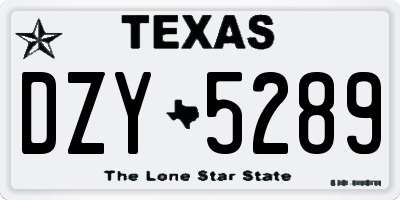 TX license plate DZY5289