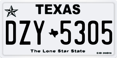 TX license plate DZY5305