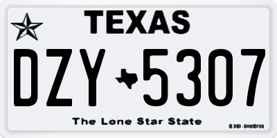 TX license plate DZY5307