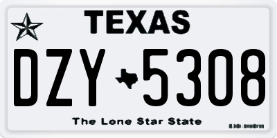 TX license plate DZY5308