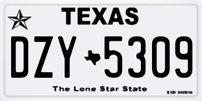 TX license plate DZY5309