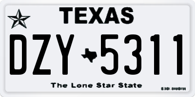 TX license plate DZY5311