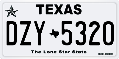 TX license plate DZY5320