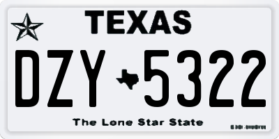 TX license plate DZY5322