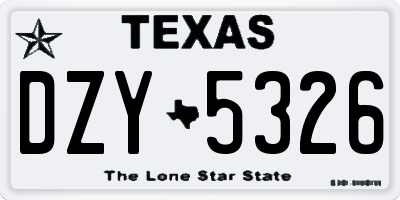 TX license plate DZY5326