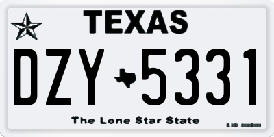 TX license plate DZY5331