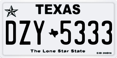 TX license plate DZY5333