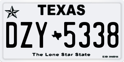 TX license plate DZY5338