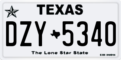 TX license plate DZY5340