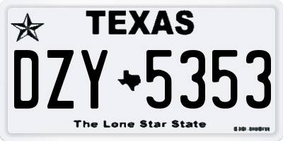 TX license plate DZY5353