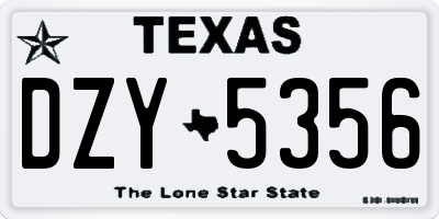 TX license plate DZY5356