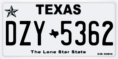 TX license plate DZY5362