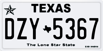 TX license plate DZY5367