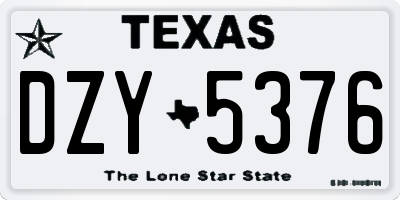 TX license plate DZY5376