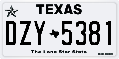TX license plate DZY5381