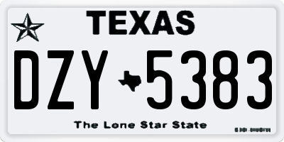 TX license plate DZY5383