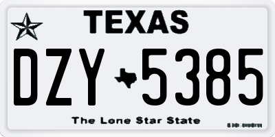 TX license plate DZY5385