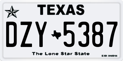 TX license plate DZY5387