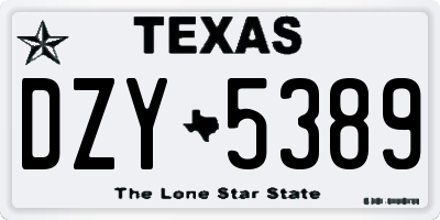 TX license plate DZY5389