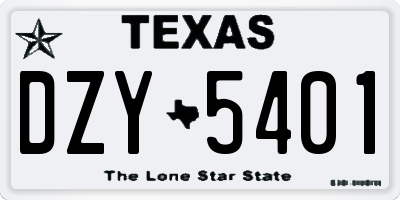 TX license plate DZY5401