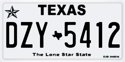 TX license plate DZY5412