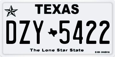 TX license plate DZY5422