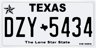 TX license plate DZY5434