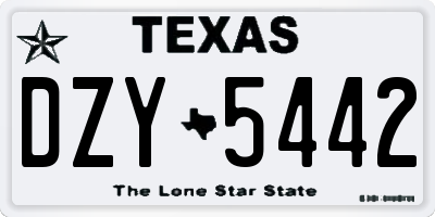 TX license plate DZY5442
