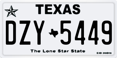 TX license plate DZY5449