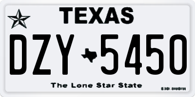 TX license plate DZY5450