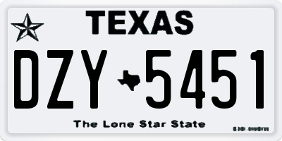 TX license plate DZY5451