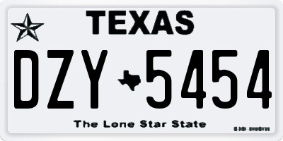 TX license plate DZY5454