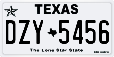 TX license plate DZY5456