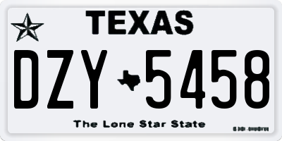TX license plate DZY5458