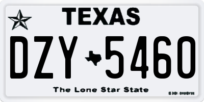 TX license plate DZY5460