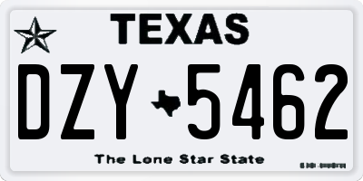 TX license plate DZY5462