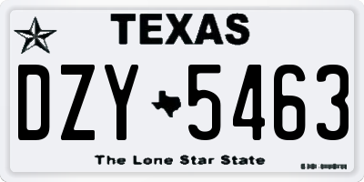 TX license plate DZY5463
