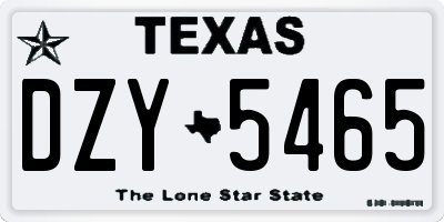 TX license plate DZY5465