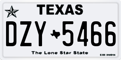 TX license plate DZY5466
