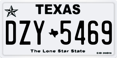 TX license plate DZY5469