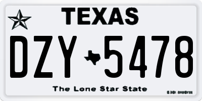 TX license plate DZY5478