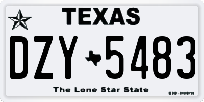 TX license plate DZY5483