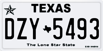 TX license plate DZY5493