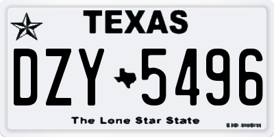 TX license plate DZY5496