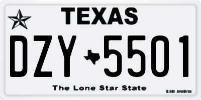 TX license plate DZY5501