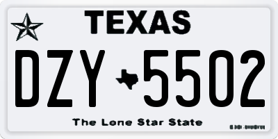 TX license plate DZY5502
